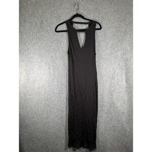 Silence + Noise UO Dress Women Medium Black Ribbed Sleeveless Midi Cut‎ Out NWT